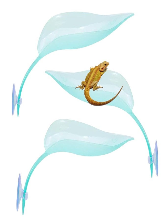 Delllala Crested Gecko Tank Accessories，Crested Gecko Hide，Frog Habitat Platform，Gecko Wall Climbing Toy &Reptile Branches（3PCS） (Light Blue) - Image 1